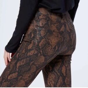 Paige Hoxton Ultra Skinny Coated Brown snake jeans